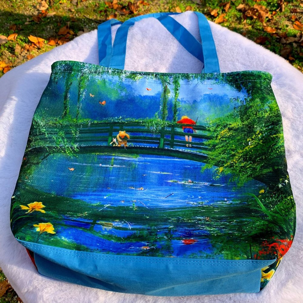 Disney Winnie the Pooh Watercolor Print Women's Zippered Tote Bag